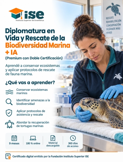 Diplomatura en Vida y Rescate de la Biodiversidad Marina + IA (Premium con Doble Certificación)