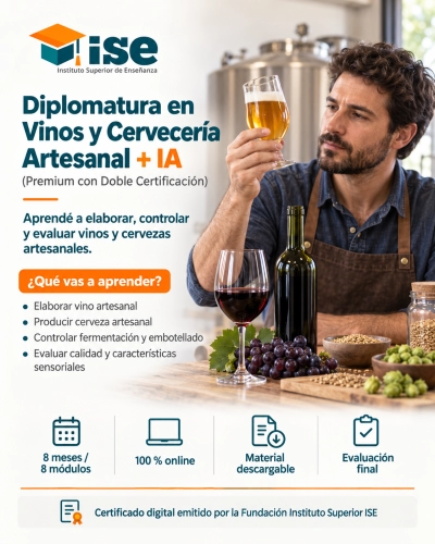 Diplomatura en Vinos y Cervecería Artesanal + IA (Premium con Doble Certificación)