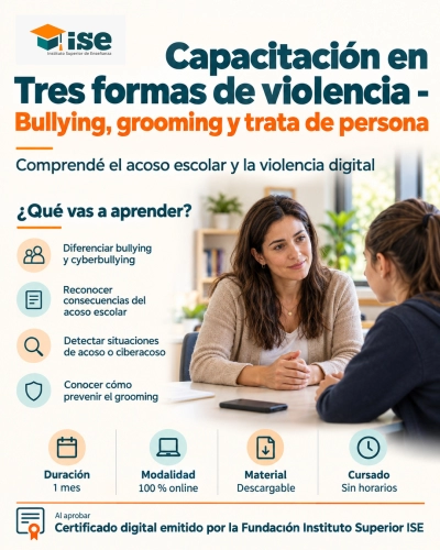 Capacitación en Tres formas de violencia - Bullying, grooming y trata de persona